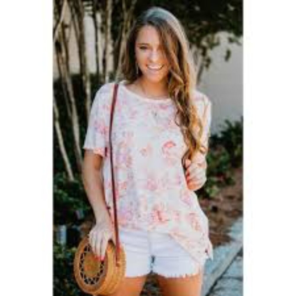 Free People Tourist Floral Print Women's Short Sleeve Top Size XS